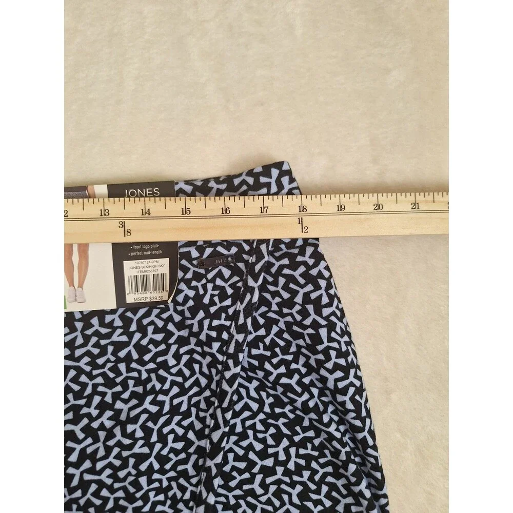 JONES NEW YORK Womens L Faux Wrap Easy Pull On Skort Sky Blue Print NWT Cotton